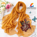 Ningbo Lingshang 2015 moda mais recente venda quente alta qualidade FOLWER pashmina senhoras cachecol